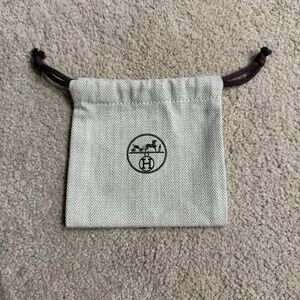 Authentic Hermes Herringbone Tweed Drawstring Storage Dust Bag Size 5x5"